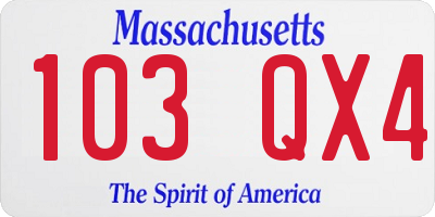 MA license plate 103QX4