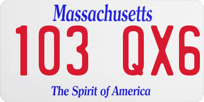 MA license plate 103QX6