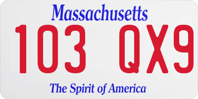 MA license plate 103QX9
