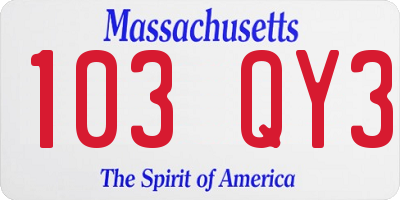 MA license plate 103QY3