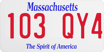 MA license plate 103QY4