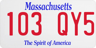 MA license plate 103QY5