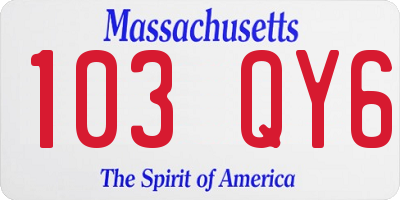 MA license plate 103QY6