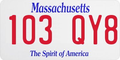 MA license plate 103QY8