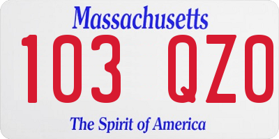 MA license plate 103QZ0