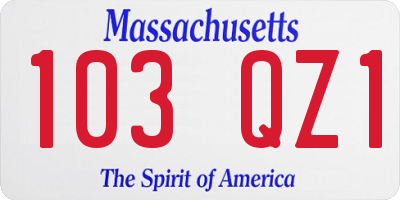 MA license plate 103QZ1