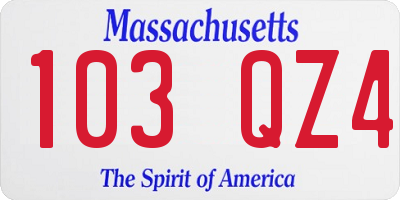 MA license plate 103QZ4
