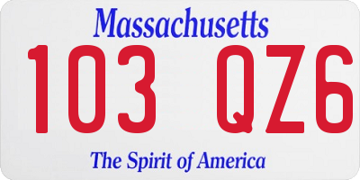 MA license plate 103QZ6