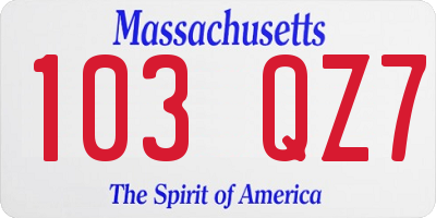 MA license plate 103QZ7