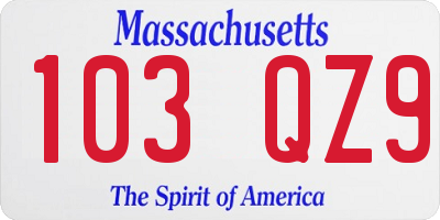 MA license plate 103QZ9