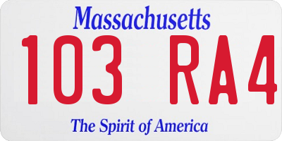 MA license plate 103RA4