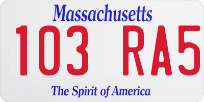 MA license plate 103RA5