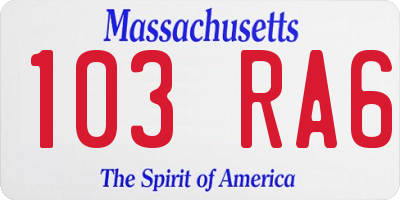 MA license plate 103RA6