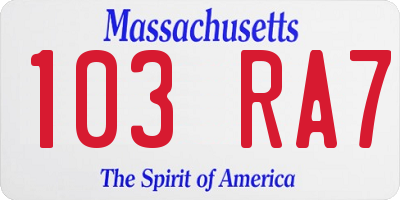MA license plate 103RA7