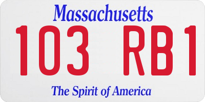 MA license plate 103RB1