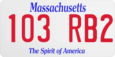 MA license plate 103RB2