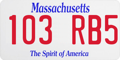 MA license plate 103RB5