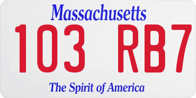 MA license plate 103RB7