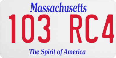 MA license plate 103RC4