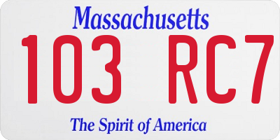 MA license plate 103RC7