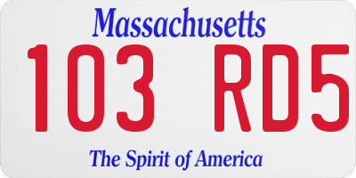 MA license plate 103RD5