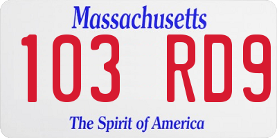 MA license plate 103RD9