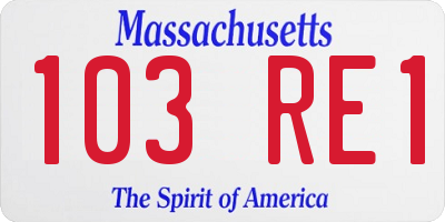 MA license plate 103RE1