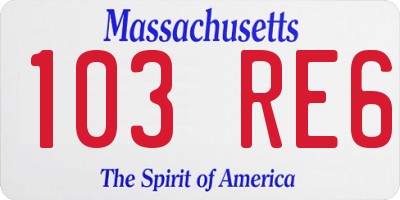 MA license plate 103RE6