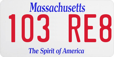 MA license plate 103RE8