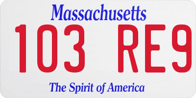 MA license plate 103RE9