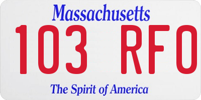 MA license plate 103RF0