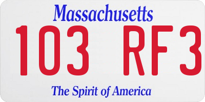 MA license plate 103RF3