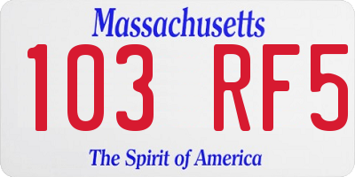 MA license plate 103RF5