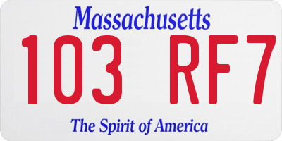 MA license plate 103RF7