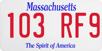 MA license plate 103RF9