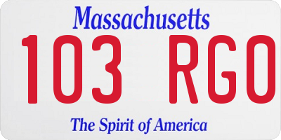 MA license plate 103RG0