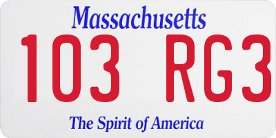 MA license plate 103RG3