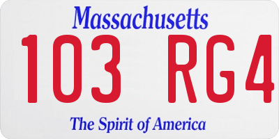 MA license plate 103RG4