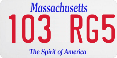 MA license plate 103RG5
