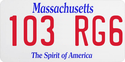 MA license plate 103RG6