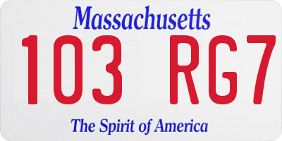 MA license plate 103RG7