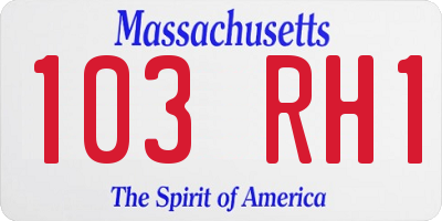 MA license plate 103RH1