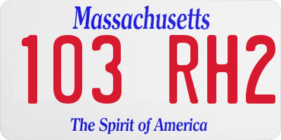 MA license plate 103RH2