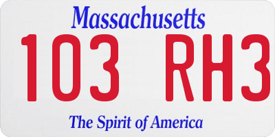 MA license plate 103RH3