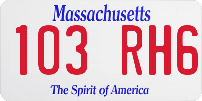MA license plate 103RH6