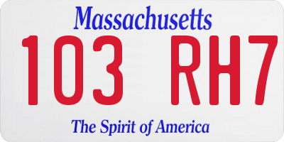 MA license plate 103RH7