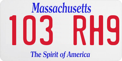 MA license plate 103RH9