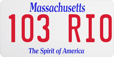 MA license plate 103RI0