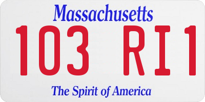 MA license plate 103RI1