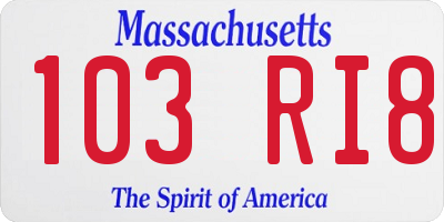 MA license plate 103RI8
